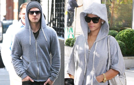 Justin Timberlake and Rihanna avoiding paparazzi cameras